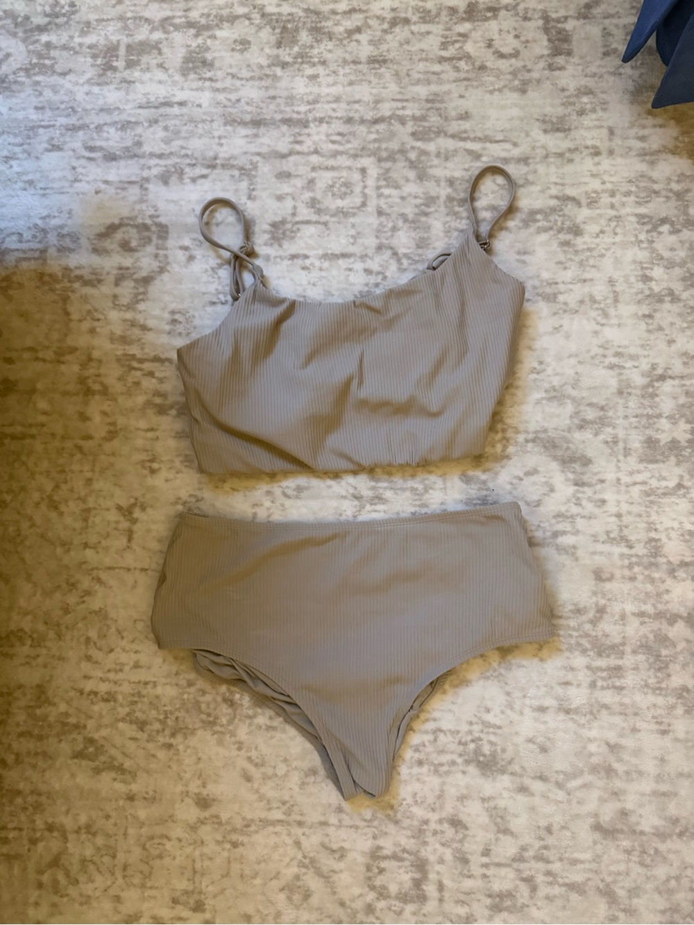 Andie Swim Maui Top (XL) & High-Waist Bottom (L) in Dove
